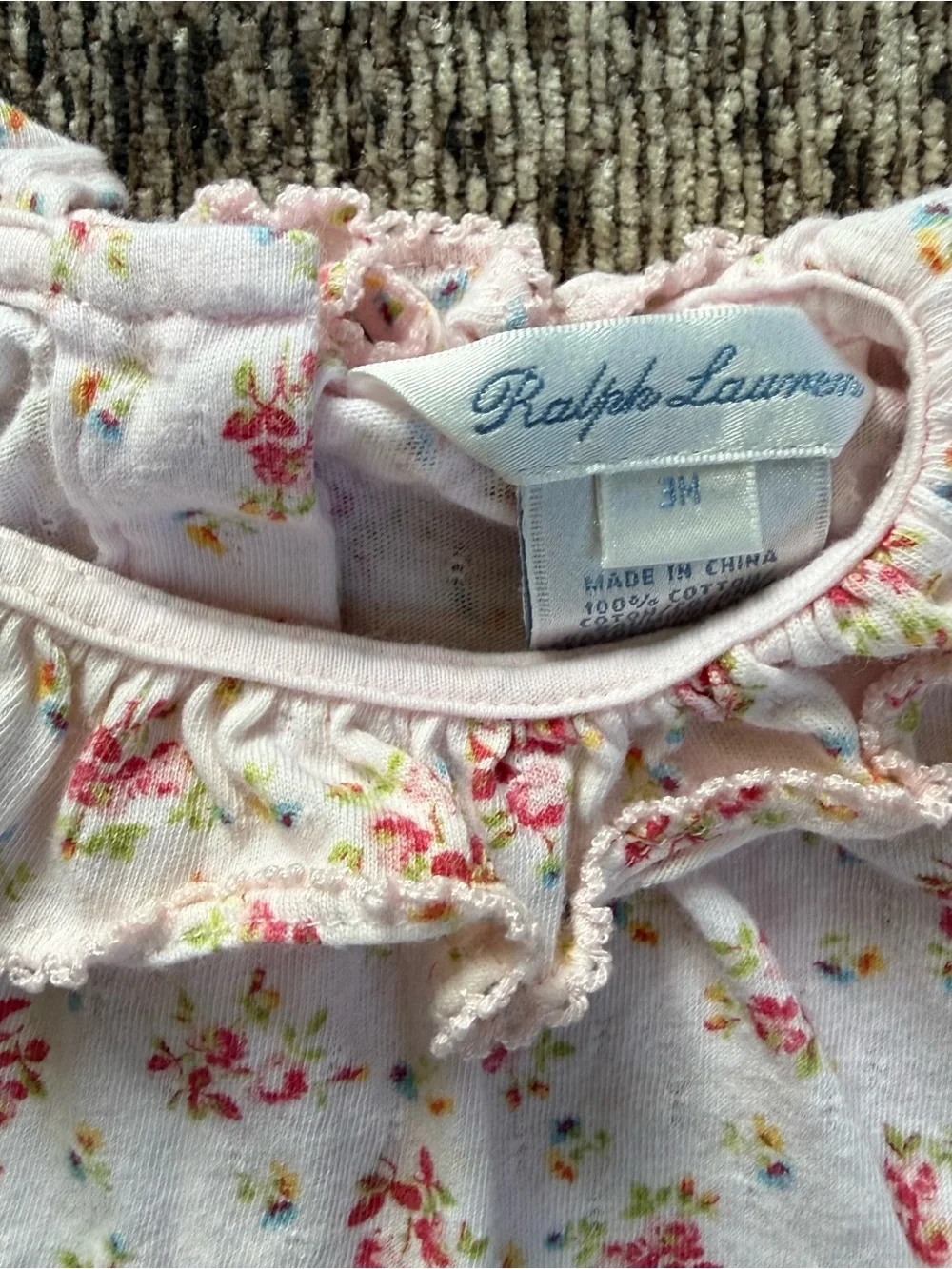 Ralph Lauren Baby Girl Floral Ruffle Swing Top Sleeveless Pink Smocked Blouse 3M